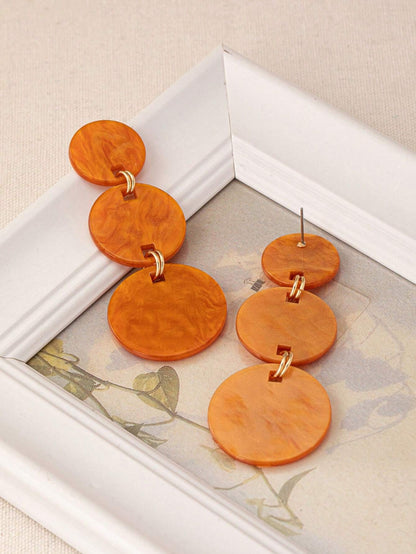 Round Acrylic Drop Earrings For Women, Available In Multiple Colours, Stylish And Lightweight
