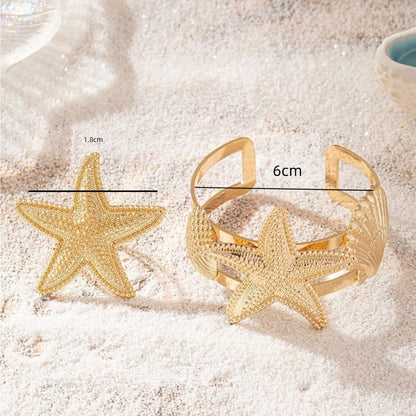 Golden Alloy Starfish Bangle For Stylish Wear, Available In 1 Set