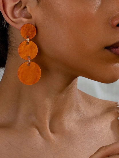 Round Acrylic Drop Earrings For Women, Available In Multiple Colours, Stylish And Lightweight