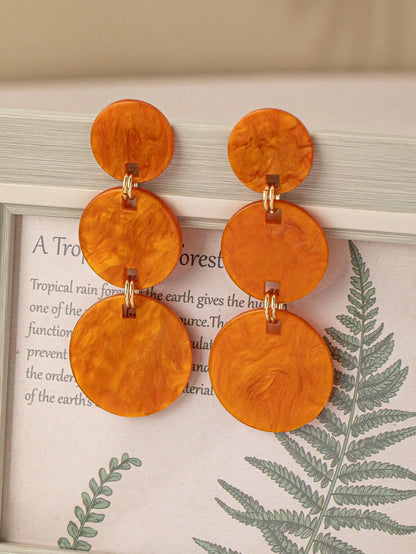 Round Acrylic Drop Earrings For Women, Available In Multiple Colours, Stylish And Lightweight