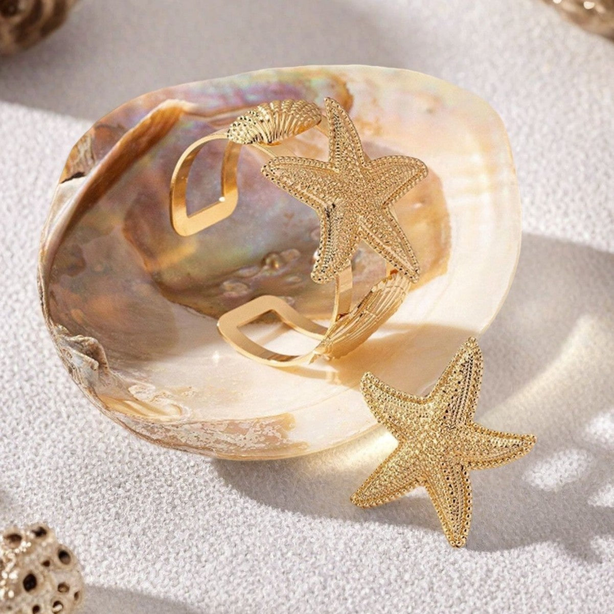 Golden Alloy Starfish Bangle For Stylish Wear, Available In 1 Set