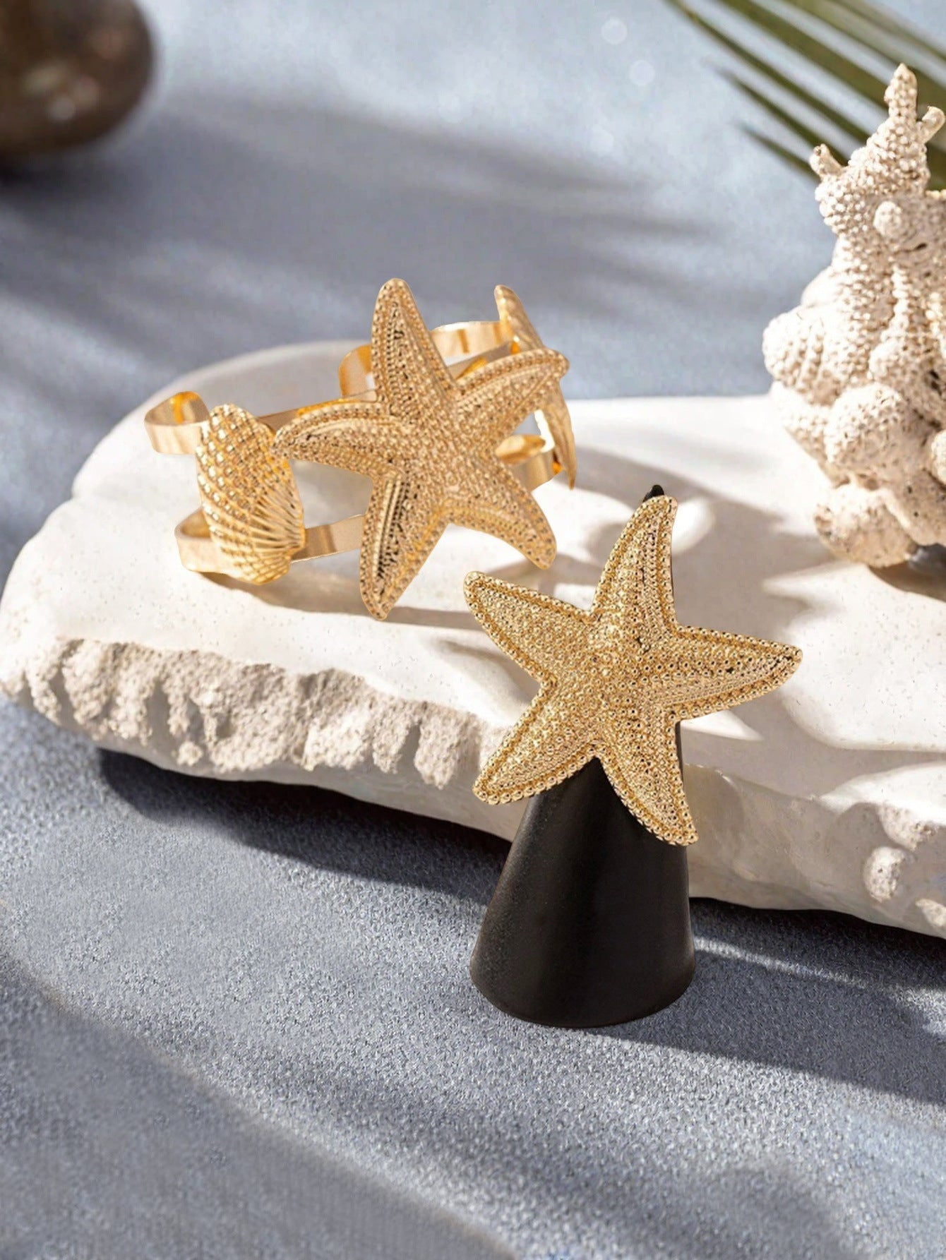 Golden Alloy Starfish Bangle For Stylish Wear, Available In 1 Set