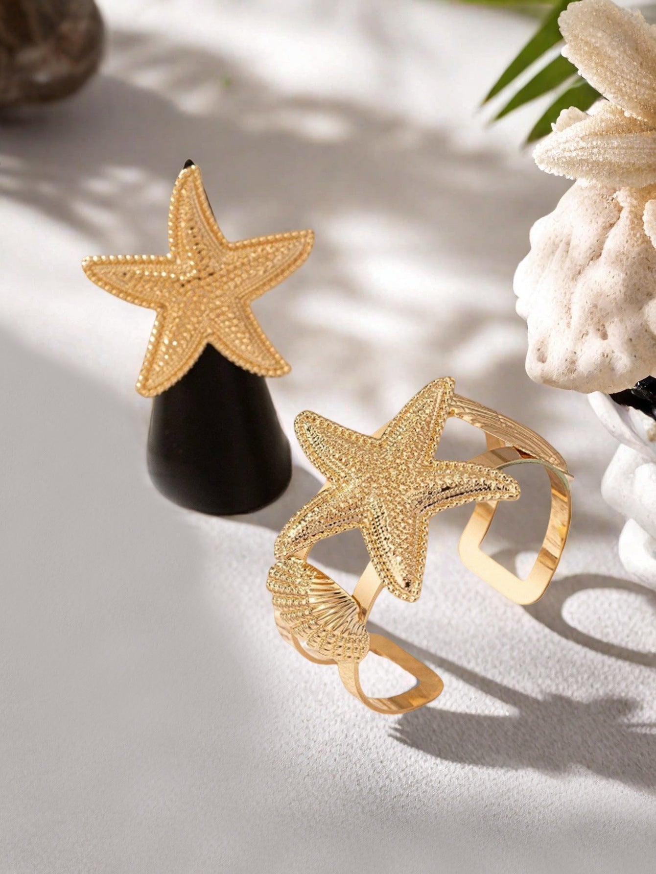 Golden Alloy Starfish Bangle For Stylish Wear, Available In 1 Set