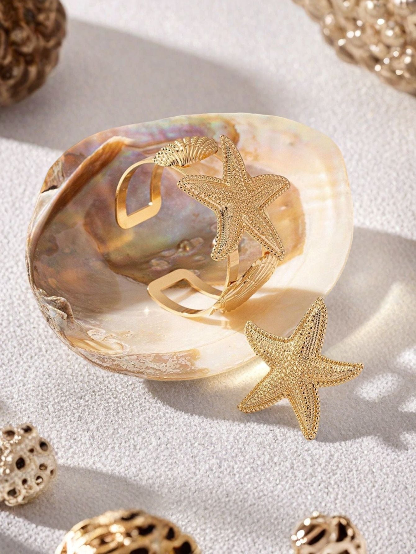 Golden Alloy Starfish Bangle For Stylish Wear, Available In 1 Set
