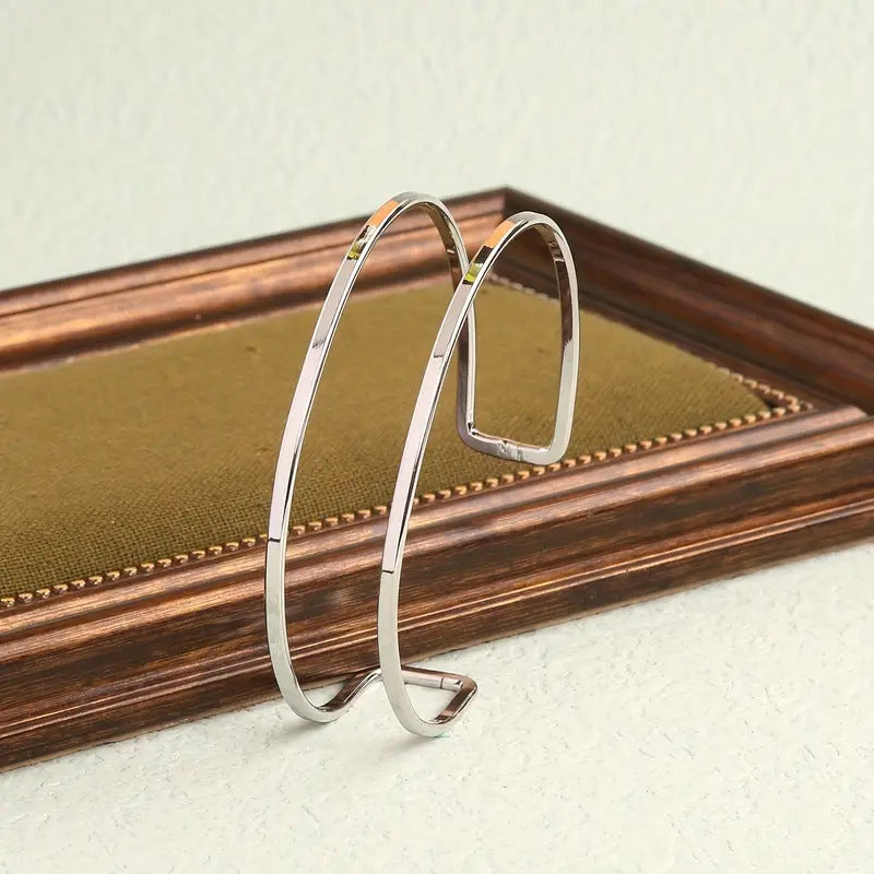 Geometric Golden Alloy Arm Cuff Bangle For Stylish Jewelry Accessories