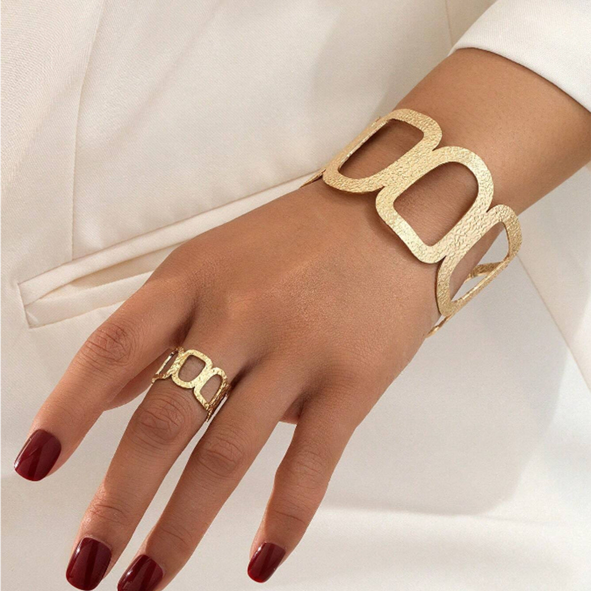 Geometric Bangle For Women In Golden Alloy, Stylish And Durable Jewelry Accessory