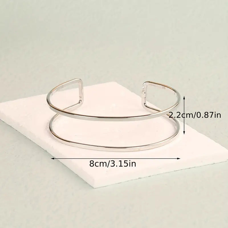 Geometric Golden Alloy Arm Cuff Bangle For Stylish Jewelry Accessories