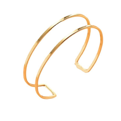 Geometric Golden Alloy Arm Cuff Bangle For Stylish Jewelry Accessories