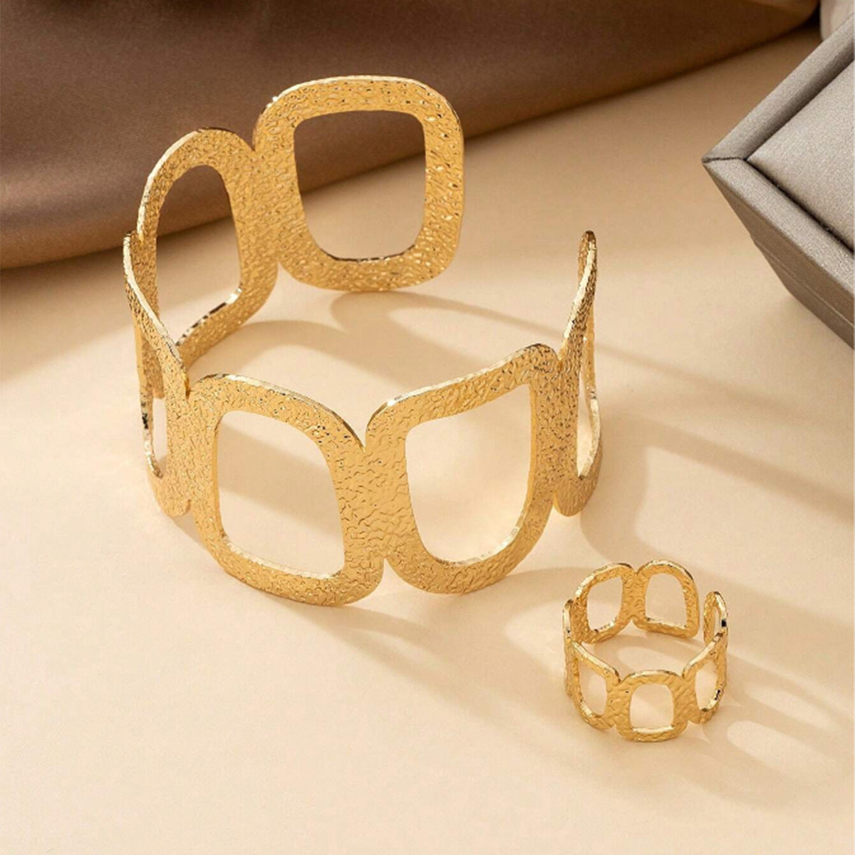 Geometric Bangle For Women In Golden Alloy, Stylish And Durable Jewelry Accessory