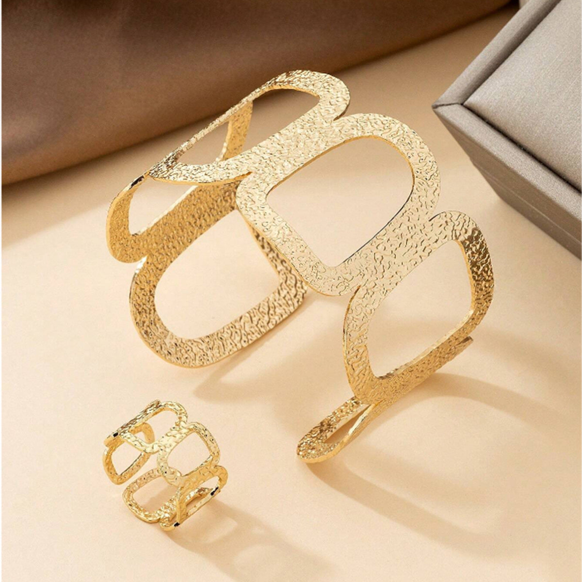 Geometric Bangle For Women In Golden Alloy, Stylish And Durable Jewelry Accessory