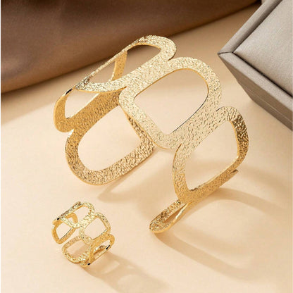 Geometric Bangle For Women In Golden Alloy, Stylish And Durable Jewelry Accessory