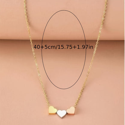 Sweet Heart Shape Necklace For Women In Golden Alloy, Elegant And Charming Jewelry Piece
