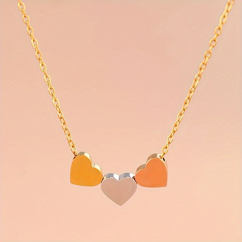 Sweet Heart Shape Necklace For Women In Golden Alloy, Elegant And Charming Jewelry Piece