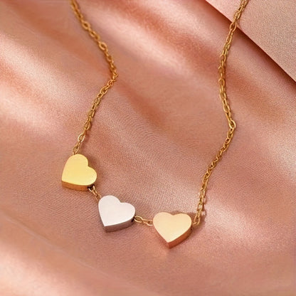 Sweet Heart Shape Necklace For Women In Golden Alloy, Elegant And Charming Jewelry Piece