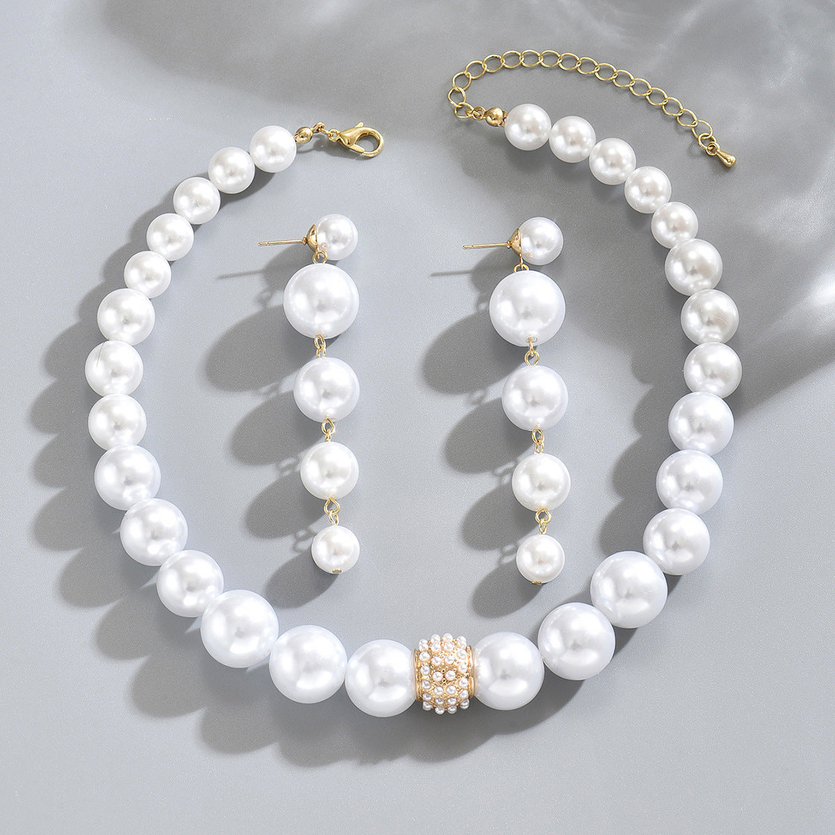 White Imitation Pearl Jewelry Set, Perfect For Valentine's Day