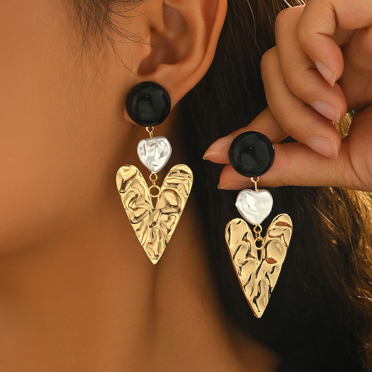 Heart Shape Alloy Stud Earrings For Everyday Wear