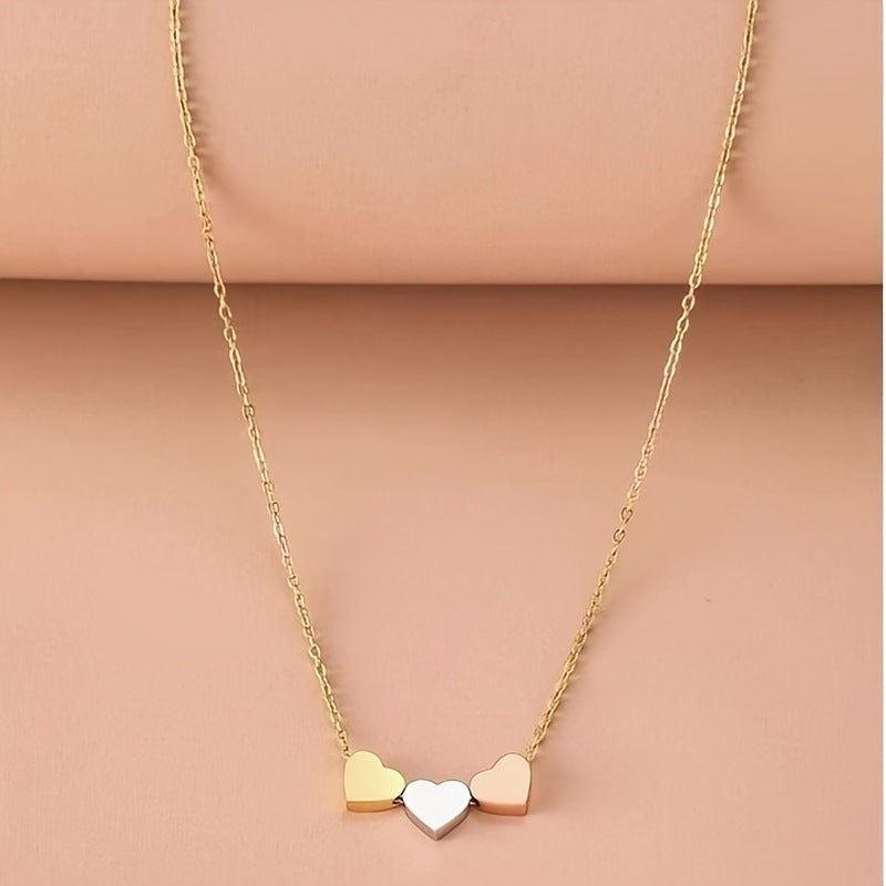 Sweet Heart Shape Necklace For Women In Golden Alloy, Elegant And Charming Jewelry Piece