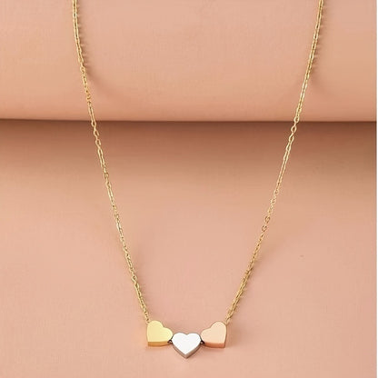 Sweet Heart Shape Necklace For Women In Golden Alloy, Elegant And Charming Jewelry Piece