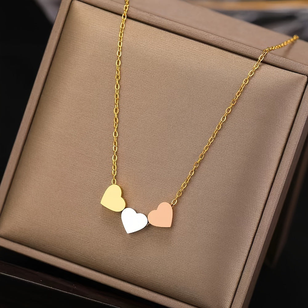 Sweet Heart Shape Necklace For Women In Golden Alloy, Elegant And Charming Jewelry Piece