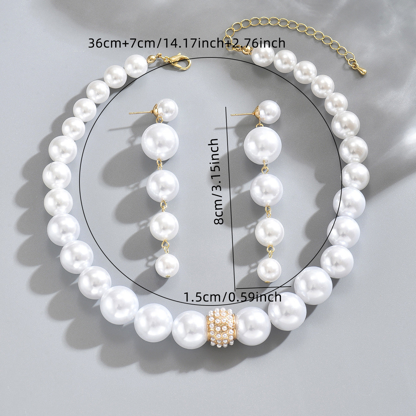 White Imitation Pearl Jewelry Set, Perfect For Valentine's Day