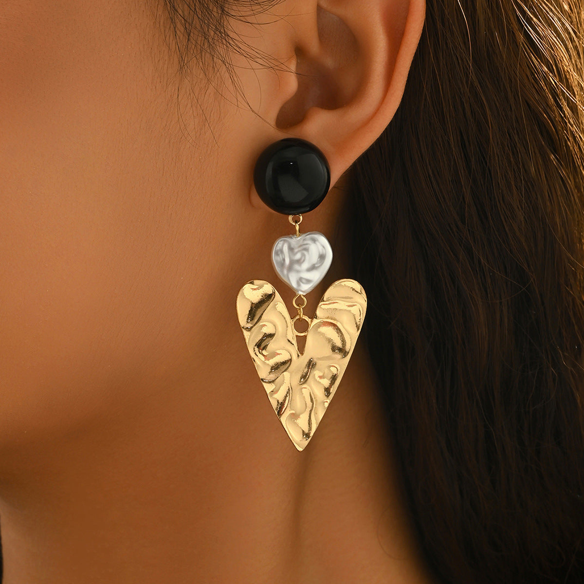 Heart Shape Alloy Stud Earrings For Everyday Wear