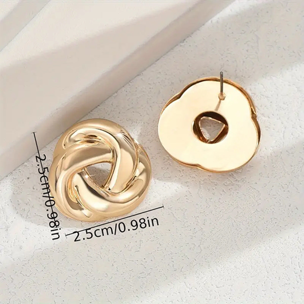 Golden Alloy Twist Stud Earrings For Women Featuring Elegant Craftsmanship