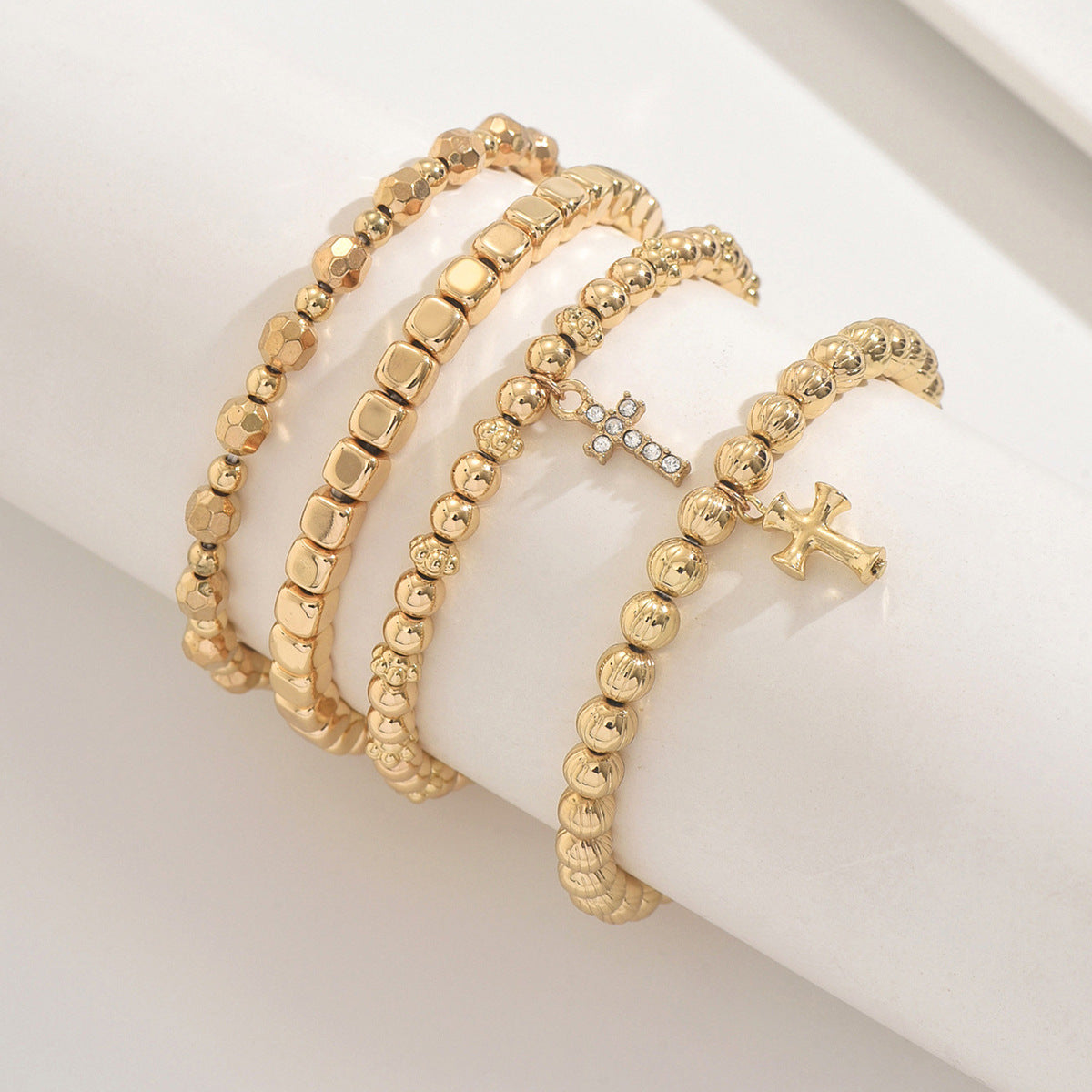 Acrylic Cross Bracelet For Stylish Wear, Available In Golden, 1 Set