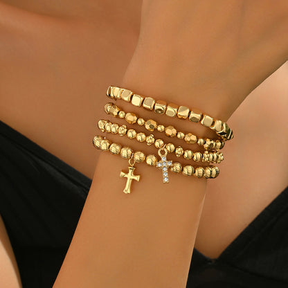 Acrylic Cross Bracelet For Stylish Wear, Available In Golden, 1 Set