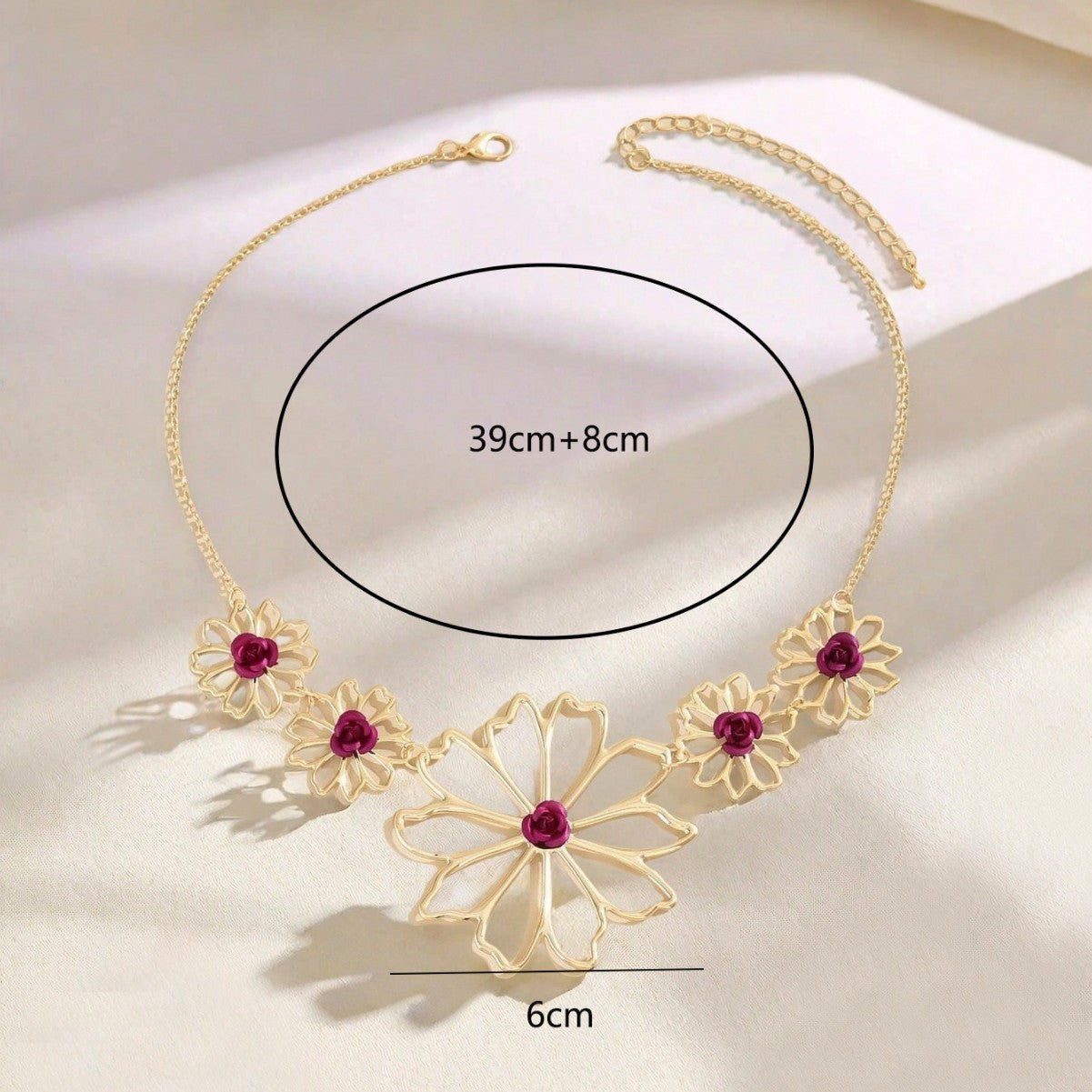 Golden Pastoral Flowers Necklace For Women Made Of Durable Zinc Alloy