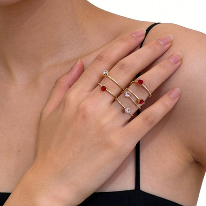 Geometric Rings For Women In Simple Style, 1 Set Featuring Multicolor Alloy With Rhinestones Inlay
