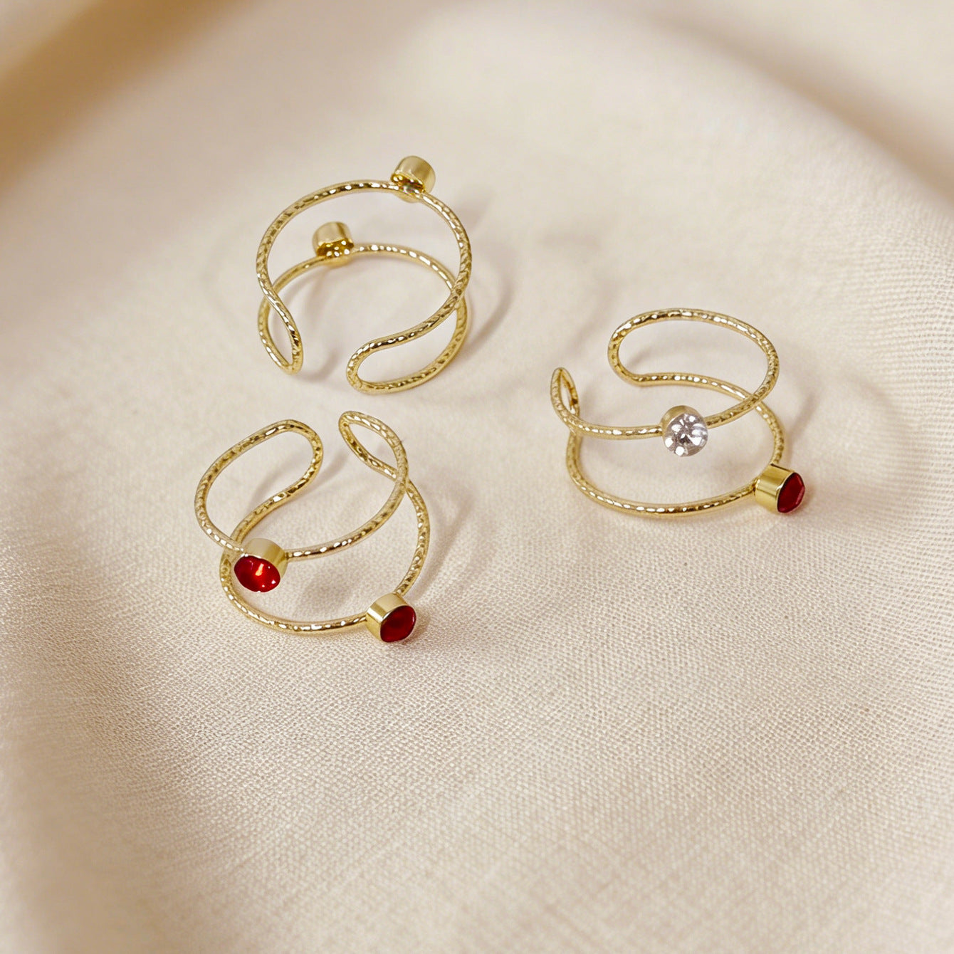 Geometric Rings For Women In Simple Style, 1 Set Featuring Multicolor Alloy With Rhinestones Inlay