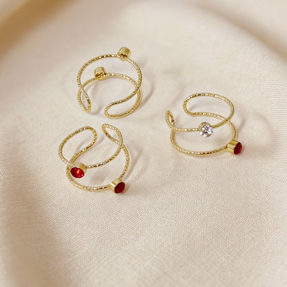 Geometric Rings For Women In Simple Style, 1 Set Featuring Multicolor Alloy With Rhinestones Inlay