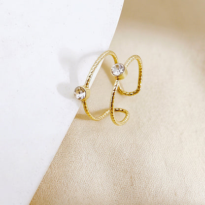 Geometric Rings For Women In Simple Style, 1 Set Featuring Multicolor Alloy With Rhinestones Inlay