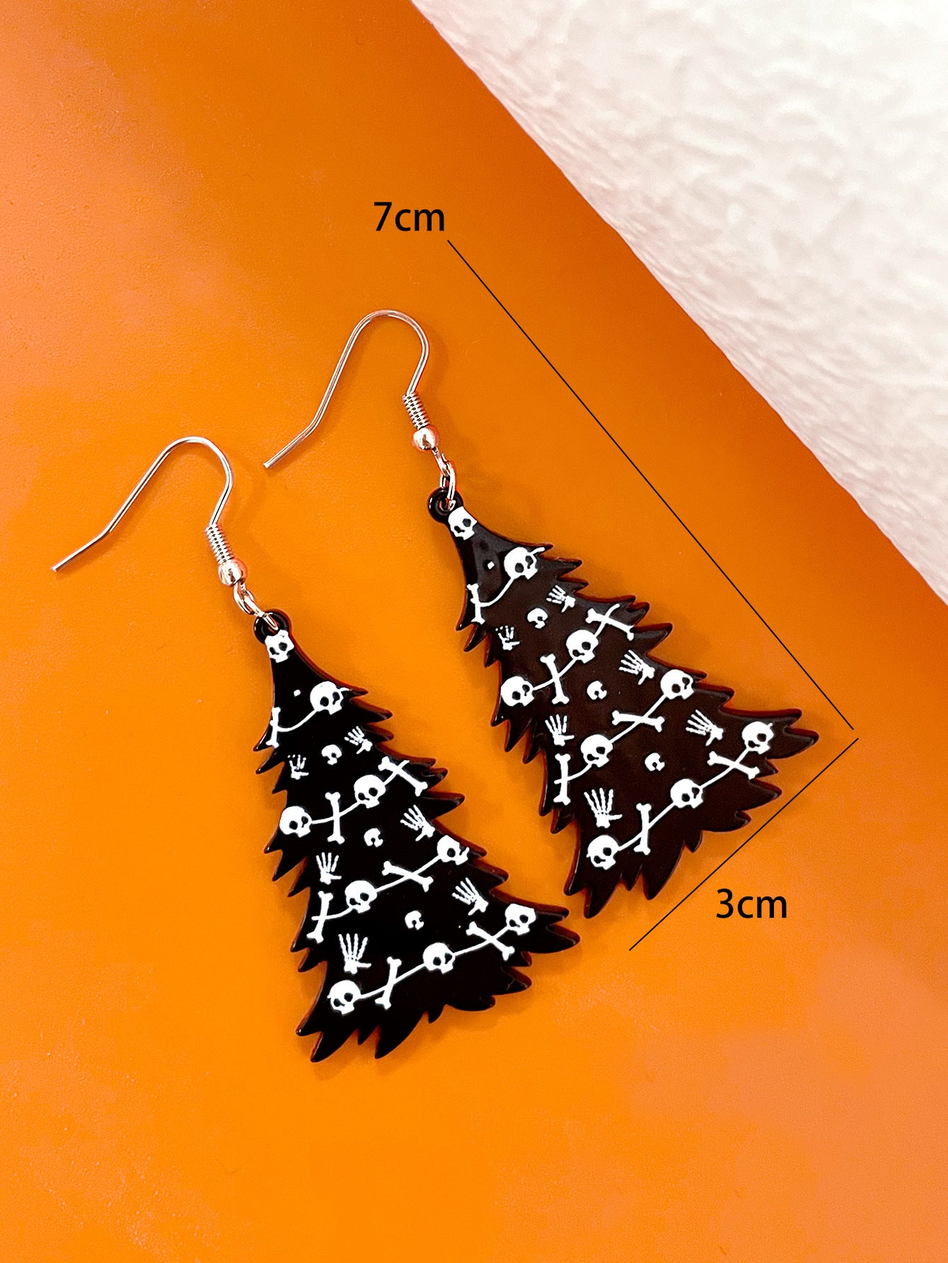 Gothic Black Acrylic Skull Drop Earrings For Women, Perfect For Halloween