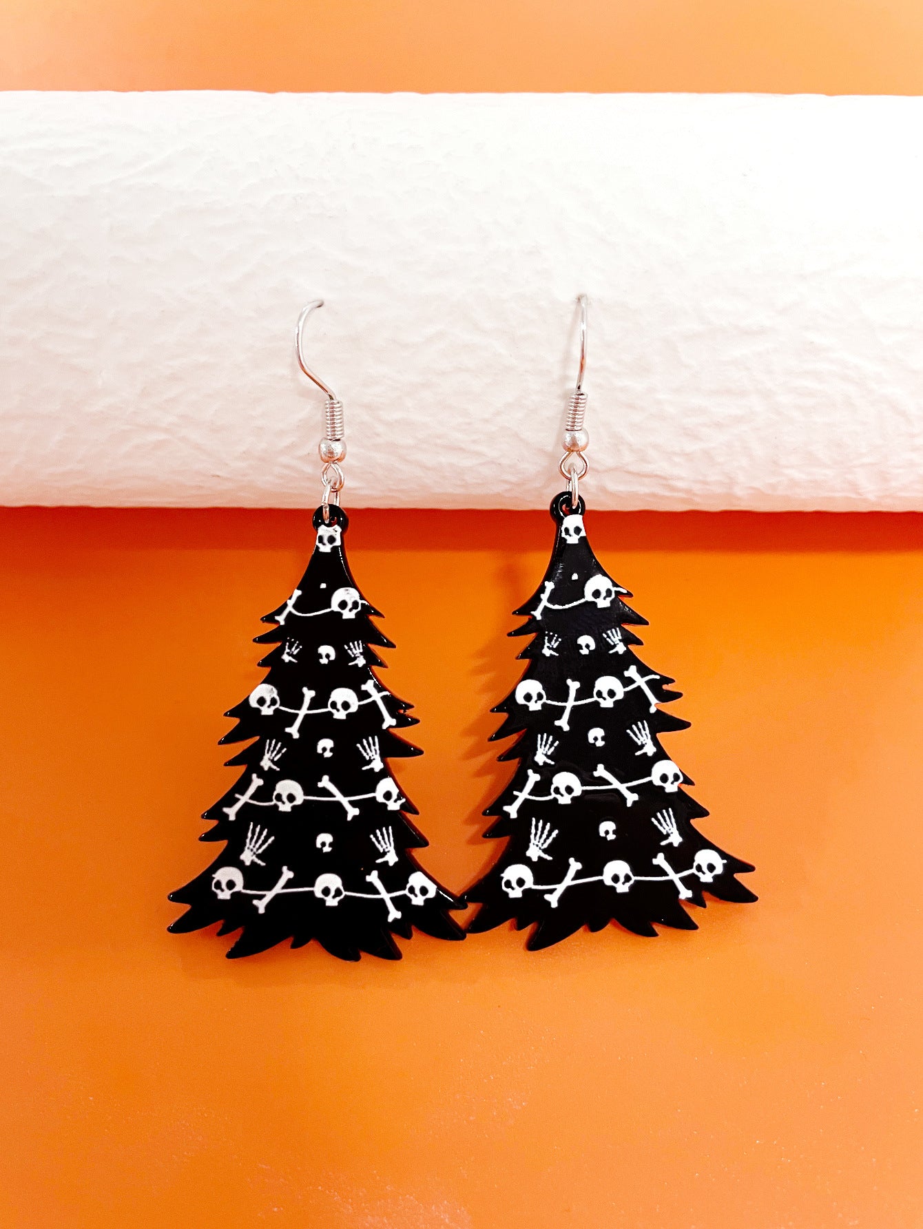 Gothic Black Acrylic Skull Drop Earrings For Women, Perfect For Halloween