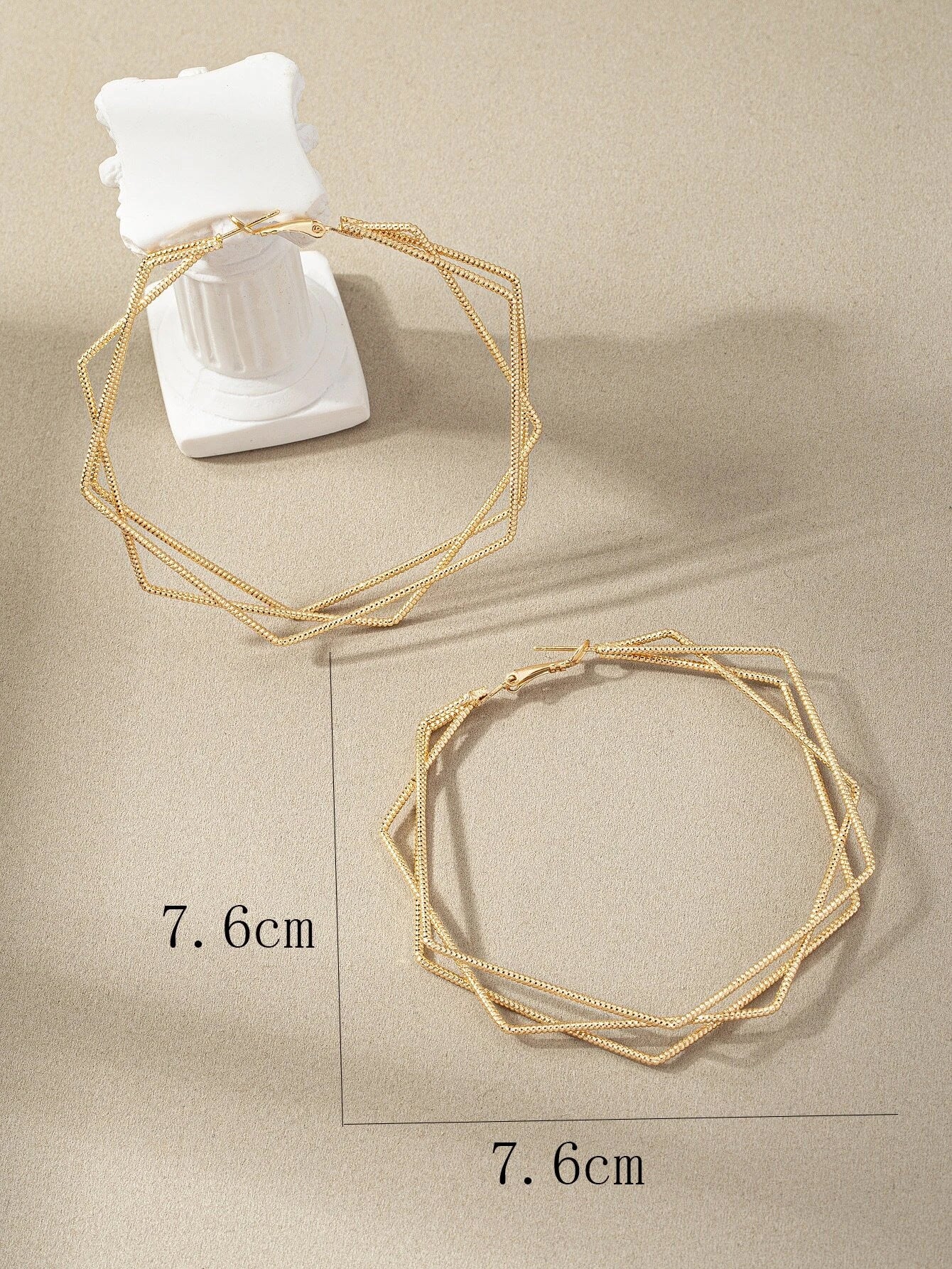 Geometric Earrings For Women In Golden Metal, Stylish And Modern Jewelry Accessories
