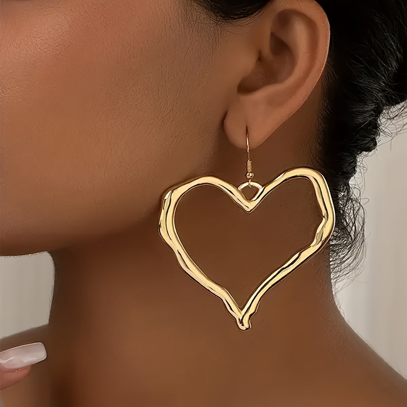 Heart Shape Earrings For Women In Golden Alloy, Elegant And Stylish Jewelry Accessory