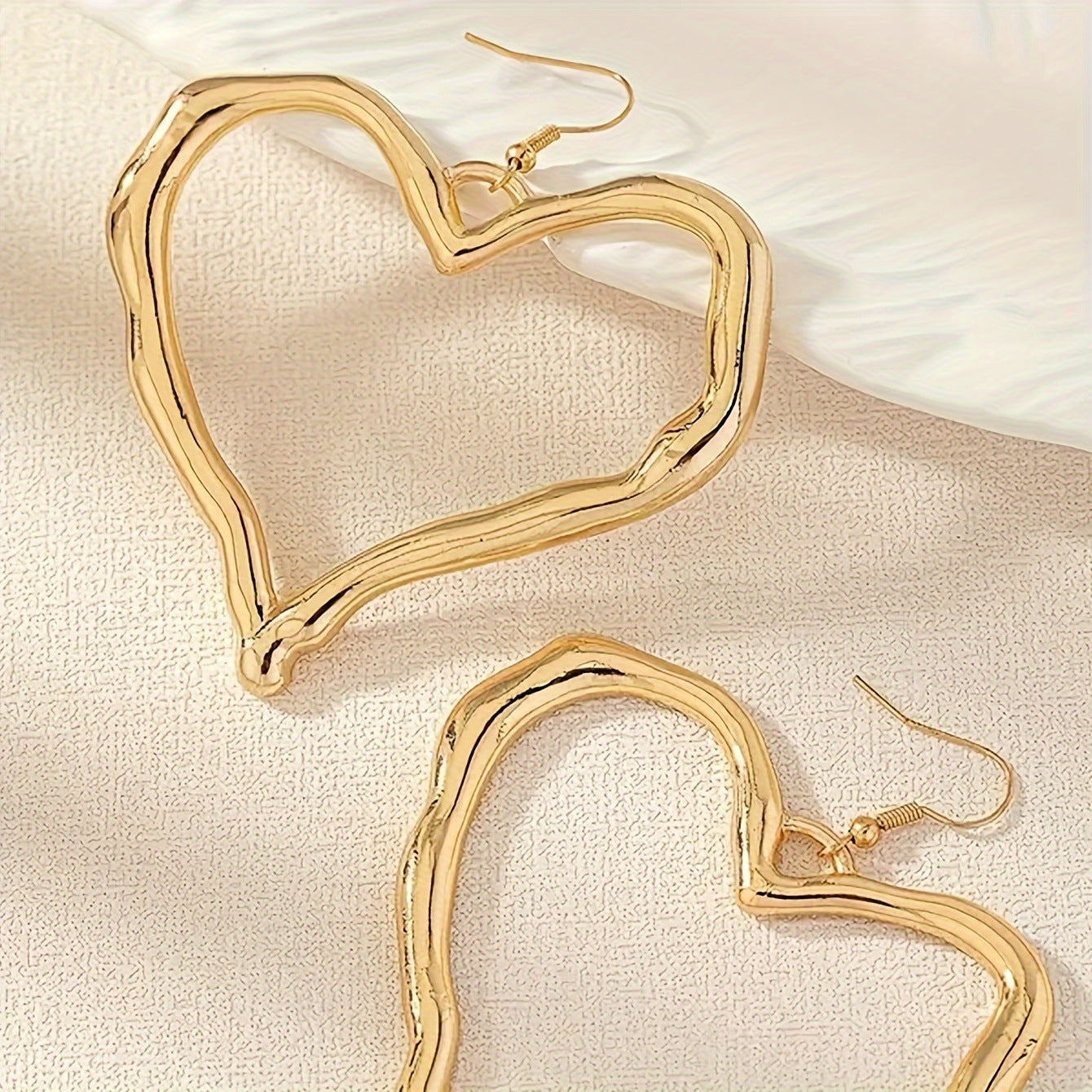Heart Shape Earrings For Women In Golden Alloy, Elegant And Stylish Jewelry Accessory