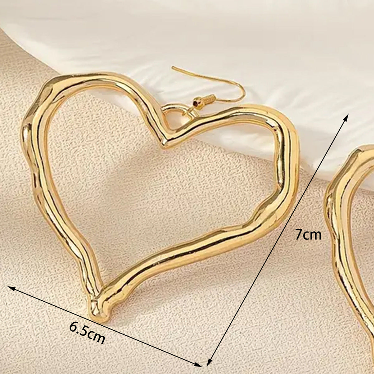 Heart Shape Earrings For Women In Golden Alloy, Elegant And Stylish Jewelry Accessory