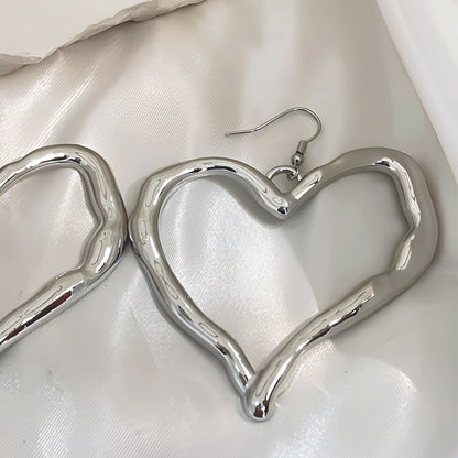 Heart Shape Earrings For Women In Golden Alloy, Elegant And Stylish Jewelry Accessory
