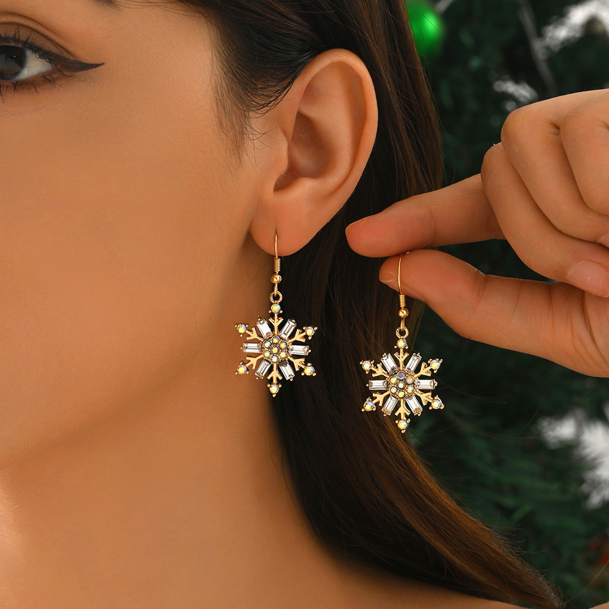 Snowflake Christmas Earrings For Holiday Wear, Crafted From Durable Alloy In Elegant White
