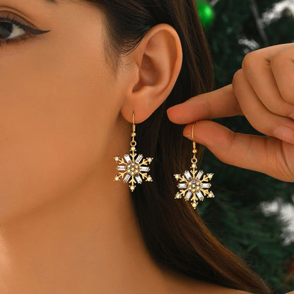 Snowflake Christmas Earrings For Holiday Wear, Crafted From Durable Alloy In Elegant White