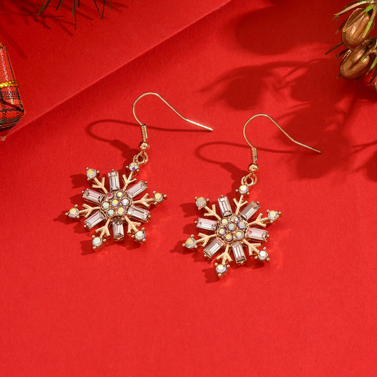 Snowflake Christmas Earrings For Holiday Wear, Crafted From Durable Alloy In Elegant White