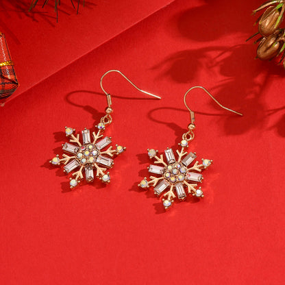 Snowflake Christmas Earrings For Holiday Wear, Crafted From Durable Alloy In Elegant White