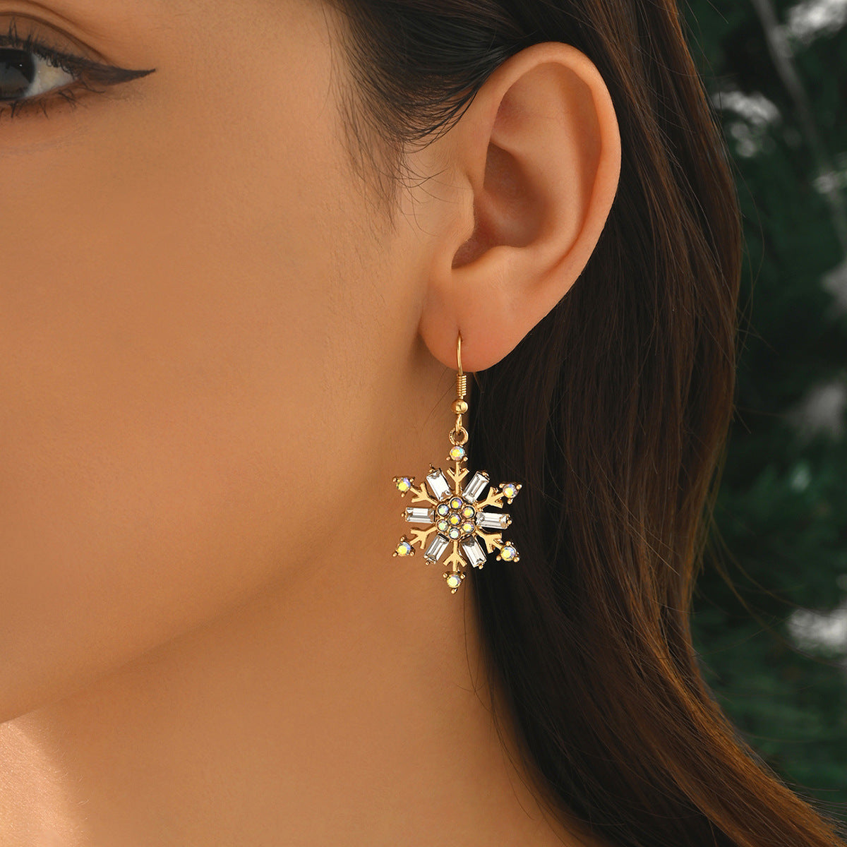 Snowflake Christmas Earrings For Holiday Wear, Crafted From Durable Alloy In Elegant White