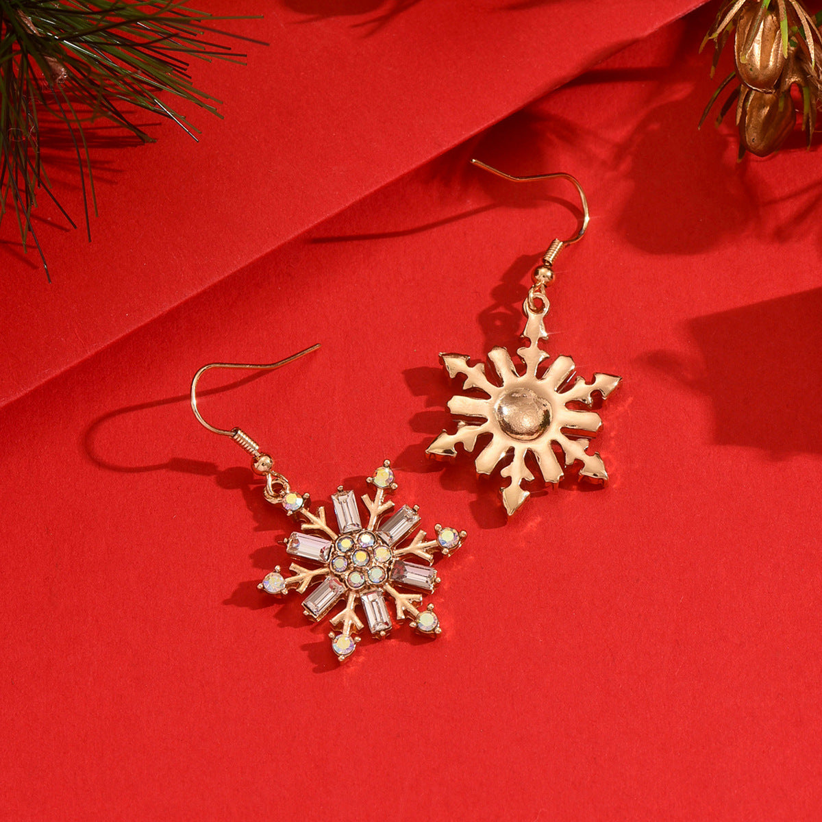 Snowflake Christmas Earrings For Holiday Wear, Crafted From Durable Alloy In Elegant White