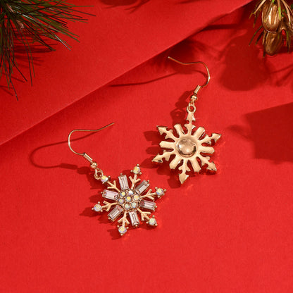 Snowflake Christmas Earrings For Holiday Wear, Crafted From Durable Alloy In Elegant White