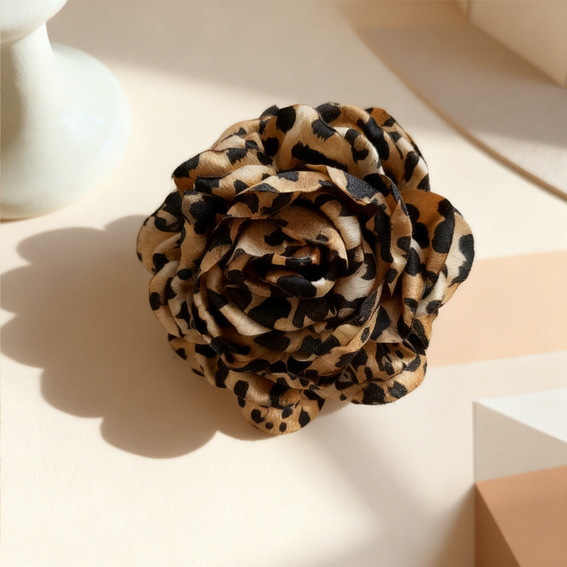 Petal Pin Made Of Cloth Featuring Leopard Print Design