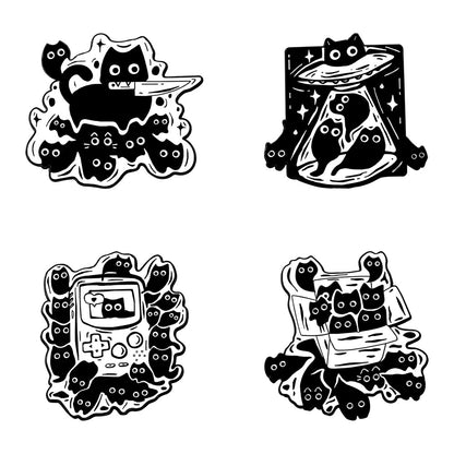 Cat Cartoon Animal Pin Brooch In Black Zinc Alloy Featuring Cute Design For Stylish Accessory