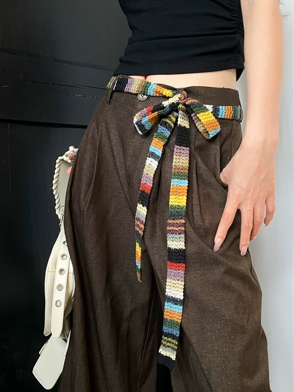 New Style Retro Fabric Waist Chain Featuring Classic Stripe Pattern In Elegant Colour
